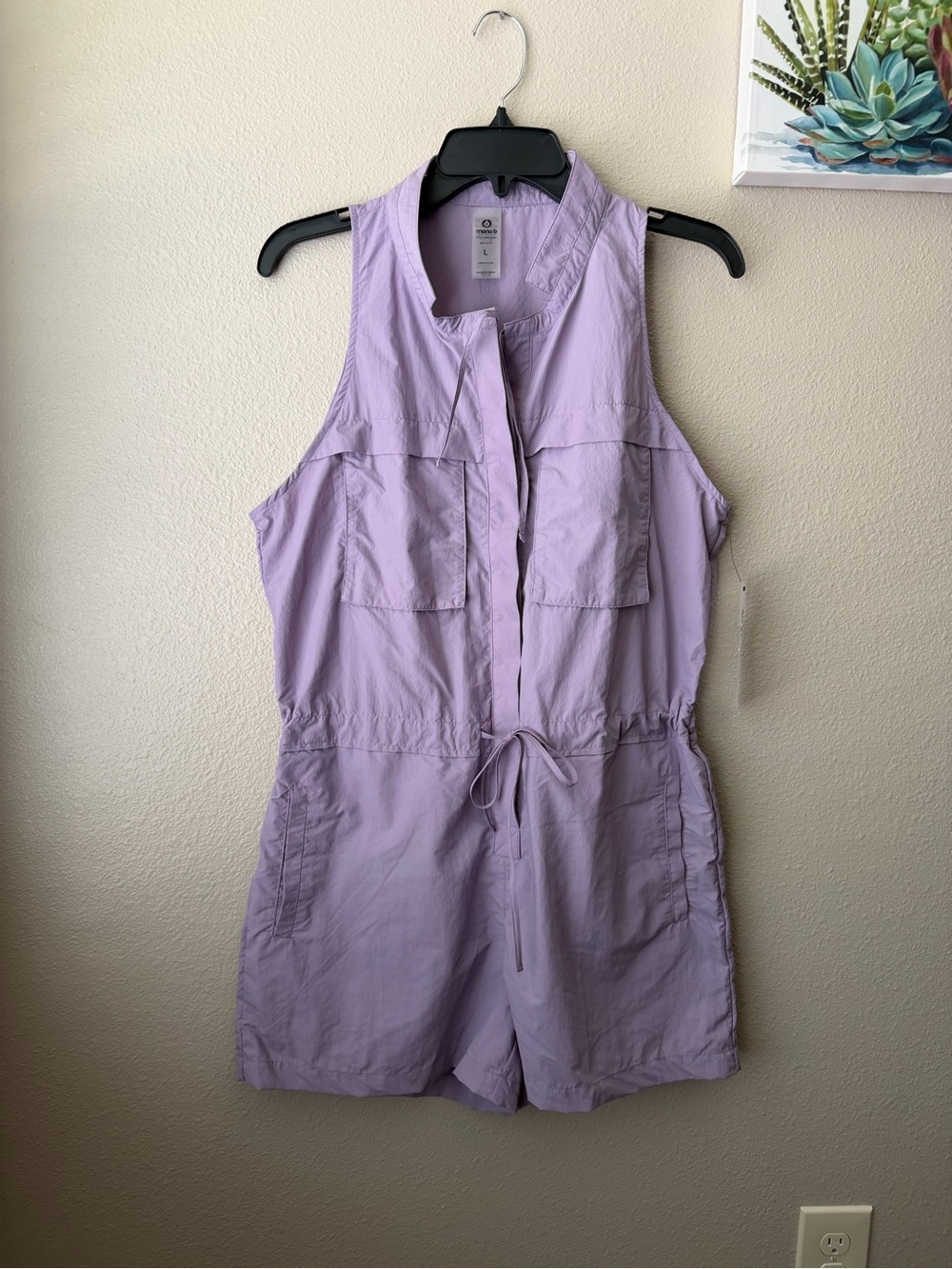 Mono B Purple Nylon Romper Shorts With Adjustable Women’s Size Large NWT